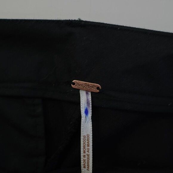 Free People Black Dress Pants Pleated Cuffed Mid Rise‎ 2 31/28 Polyester Blend - Picture 5 of 7